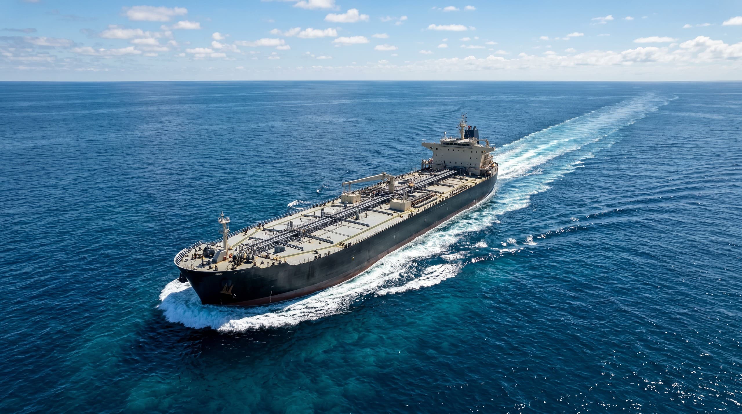 Loaded tanker under way at sea